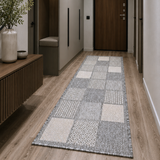 Grey checkered non-slip flat weave rug - view 9