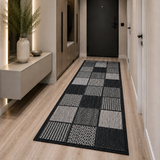 Black checkered non-slip flat weave rug - view 14