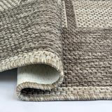 Taupe brown beige non-slip checkered border flat weave rug – 200x280cm (6'7''x9'2'')