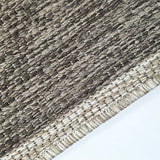 Taupe brown beige non-slip checkered border flat weave sisal-look rug