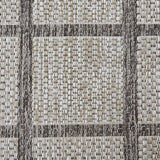 Taupe brown beige non-slip checkered border flat weave sisal-look rug