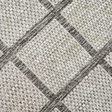 Taupe brown beige non-slip checkered border flat weave sisal-look rug