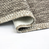 Taupe brown beige non-slip checkered border flat weave sisal-look rug