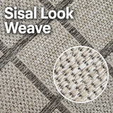Taupe brown beige non-slip checkered border flat weave rug – 60x230cm (2'x7'5'')