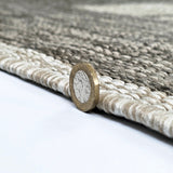 Taupe brown beige non-slip checkered border flat weave rug – 60x180cm (2'x5'9'')