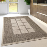 Taupe brown beige geometric non-slip flat weave runner rug - view 2