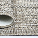 Beige non-slip plain solid flat weave sisal-look rug