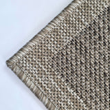 Beige brown non-slip flat weave checkered sisal-look rug