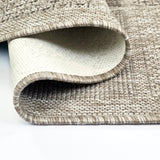 Beige brown non-slip flat weave checkered sisal-look rug