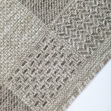 Beige brown non-slip flat weave checkered sisal-look rug