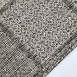 Taupe brown check non-slip flat weave runner rug - view 3