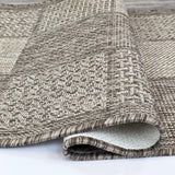 Taupe brown check non-slip flat weave runner rug - view 18