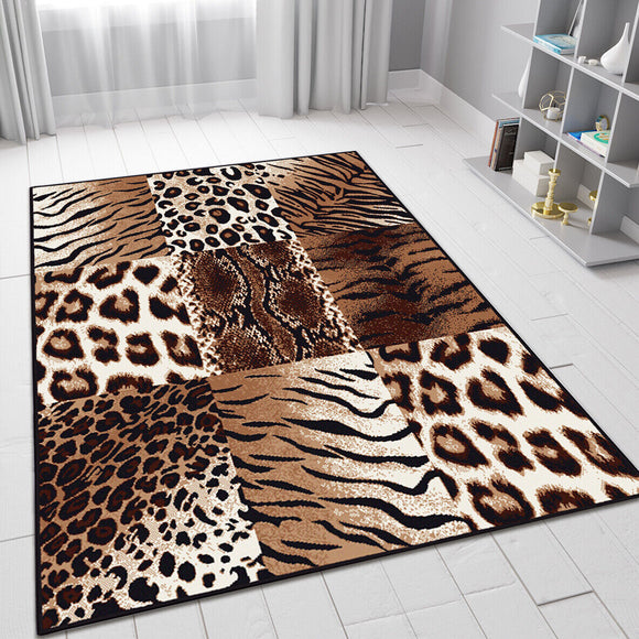 Animal Print Rug Large Small Soft Safari Africa Patchwork Living Room Carpet