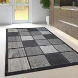Black checkered non-slip flat weave rug - view 1