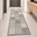 Grey checkered non-slip flat weave rug - view 10