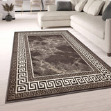 Marble Rug Brown Large Small XL Soft Modern Bordered Living Room Bedroom Carpet Rug