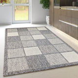 Grey checkered non-slip flat weave rug - view 1