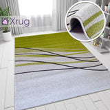 Modern Designer Rug Lime Green Ivory Abstract Pattern Carpet Bedroom Lounge Mat