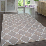 Cotton Rug Trellis Brown Beige Taupe Small Extra Large Runner Flatweave Carpet Rug Washable Woven Mat