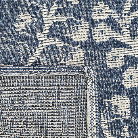 Modern Navy Blue Light Grey Oriental Vintage Rug Runner 100% Cotton Natural Hallway Hall Flat Weave Carpet Washable Natural Woven Mat - 75x300cm Living Room Bedroom Floor Area Mat Contemporary