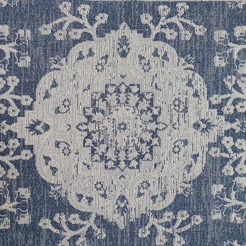 Modern Navy Blue Light Grey Oriental Vintage Rug Runner 100% Cotton Natural Hallway Hall Flat Weave Carpet Washable Natural Woven Mat - 75x300cm Living Room Bedroom Floor Area Mat Contemporary