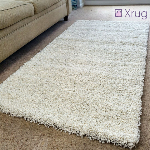 Shaggy Rugs White Cream Soft Fluffy Rug Long Pile Living Room Bedroom Carpet Mat