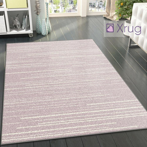 Striped Rug Pink Cream Modern Pattern Mat Large Woven Living Room Lounge Carpet