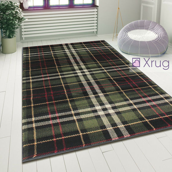 Tartan Rug Glen Kilry Rugs Black Carpet Check Living Room Bedroom Hallway Mats