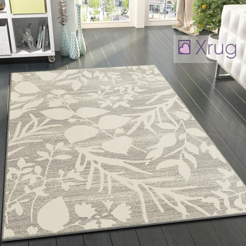 Modern Rug Grey Ivory Nature Pattern Floor Mat Small Large Bedroom Lounge Carpet