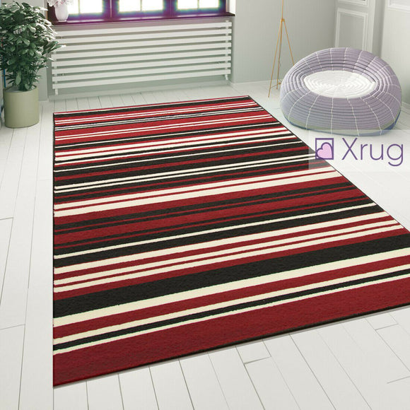 Modern Pattern Rug Striped Red Black Woven Mat Dining Room Hall Runner Carpets