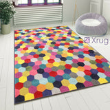 Multi Coloured Rug Large Geometric Mottled Pattern Floor Mat Bedroom Area Carpet