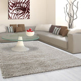 Round Fluffy Rug New Modern Beige Deep Pile Shaggy Mat Runner Room Floor Carpets