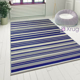 Rug for Living Room Blue Grey Striped Pattern Carpet Small Large Modern Area Mat