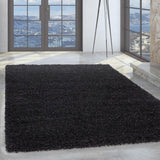 Shaggy Rug Modern Anthracite Fluffy Room Mat Long Pile Round Carpets Small Large