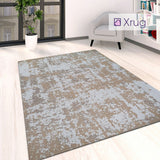 Modern Abstract Rug Cotton Beige Mustard Cream Distressed Pattern Large Small Runner Flat Weave Mat