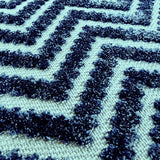 Outdoor Rug Plastic for Garden Patios Gazebo Zig Zag Chevron Navy Blue Woven Mat