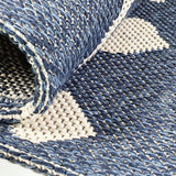 Cotton Rug Navy Blue Diamond Pattern Washable Flat Weave Mat Woven Carpet Small Extra Large