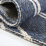 100% Cotton Rug Navy Blue Diamond Pattern Washable Flat Weave Mat Carpet Small Extra Large Runner