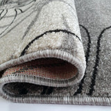 Modern Floral Design Rug Silver Grey White Soft Low Pile Woven Floor Carpet for Living Room or Bedroom