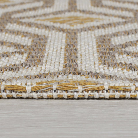 Brown Beige Cream Yellow Ochre Rug Modern Geometric Diamond Trellis Pattern Carpet Jute Look Flat Weave Cotton Rug Bedroom Area Small Large Mat Living Room Lounge Woven Contemporary Floor New 192x290cm 114x170cm 153x230cm