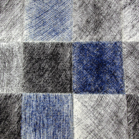 Check Rug Grey Blue Black Hand Carved Modern Pattern Small Large Woven Rugs Carpets Floor Mats