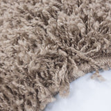 Shaggy Rug New Modern Beige Fluffy Deep Pile Carpet Plain Bedroom Area Round Mat