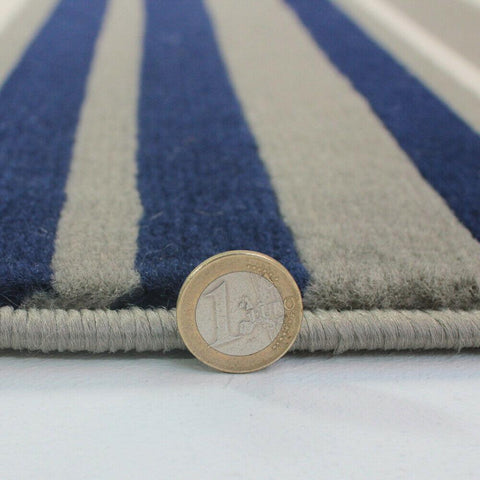 Rug for Living Room Blue Grey Striped Pattern Carpet Small Large Modern Area Mat