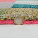 Modern Rugs Multi Coloured Check Pattern Carpet Geometric Small Large Room Mats