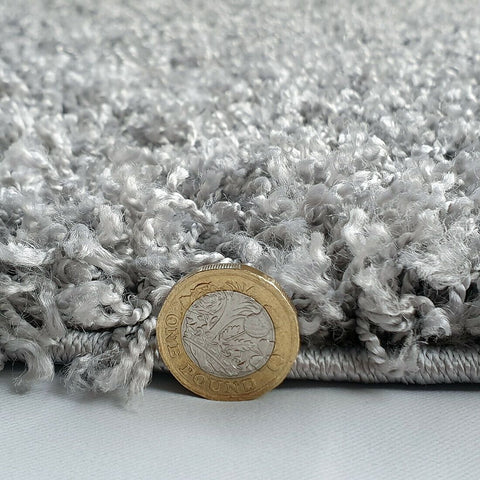 Silver Rugs Grey Shuggy Rug Soft Fluffy Carpet Long Pile Living Room Bedroom Mat