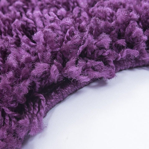 Purple Fluffy Rug Shaggy Plain Bedroom Floor Mat Modern High Pile Round Carpets