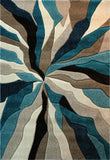 Modern Rug Teal Grey Beige Black Contour Cut Pattern Thick Floor Mat Small Large