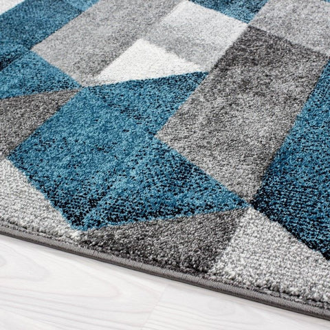 Modern Rugs Grey Blue Diamond Pattern Carpets Geometric Dining Room Mat Hallway