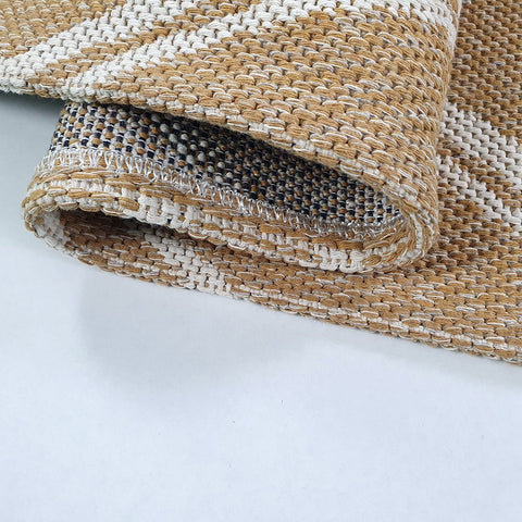 Cotton Washable Rug Beige Mustard Diamond Flat Weave Carpet Large Small Runner