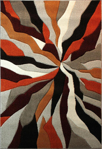 Modern Rug Orange Black Grey Contour Cut Pattern Living Room New Mat Small Large